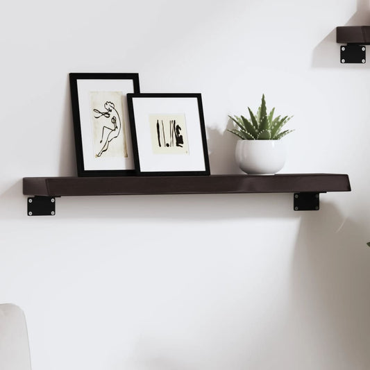 Wandschap 60x10x4 cm behandeld massief eikenhout donkerbruin is nu te koop bij PeponiXL, paradijselijk wonen!