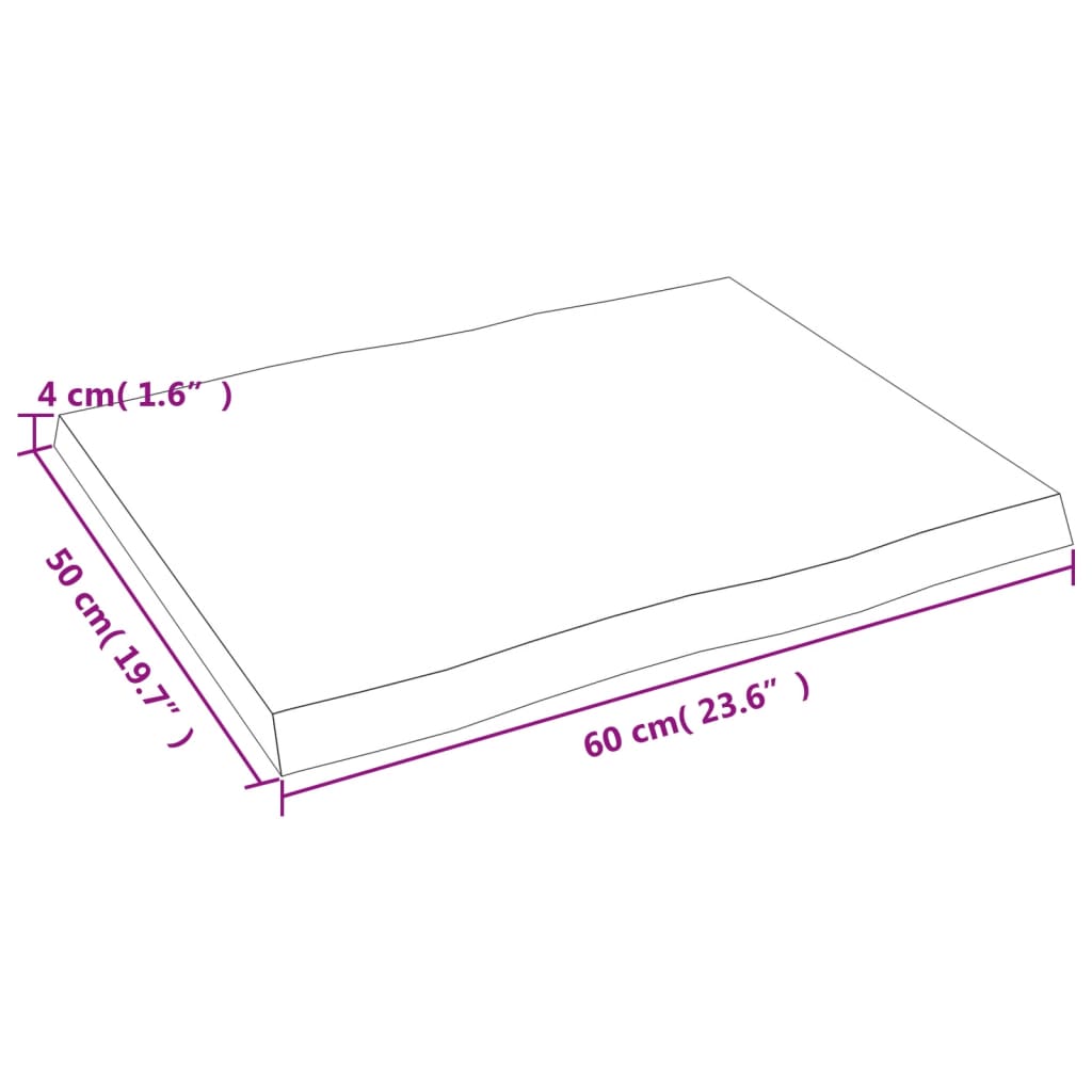 Tafelblad natuurlijke rand 60x50x(2-4) cm massief eikenhout is nu te koop bij PeponiXL, paradijselijk wonen!