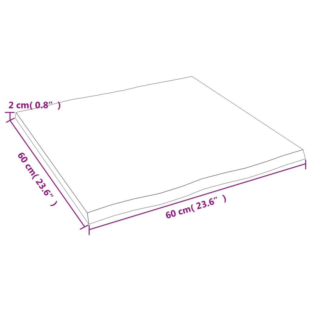 Tafelblad natuurlijke rand 60x60x2 cm eikenhout lichtbruin is nu te koop bij PeponiXL, paradijselijk wonen!