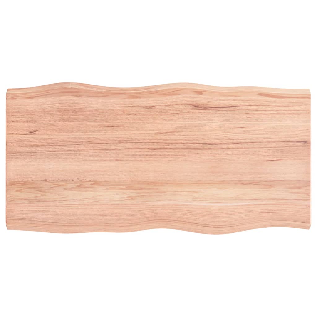 Tafelblad natuurlijke rand 100x50x(2-4) cm eikenhout lichtbruin