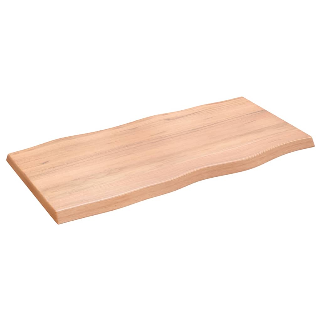 Tafelblad natuurlijke rand 100x50x(2-4) cm eikenhout lichtbruin