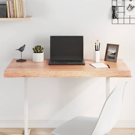 Tafelblad natuurlijke rand 100x50x(2-6)cm eikenhout lichtbruin is nu te koop bij PeponiXL, paradijselijk wonen!