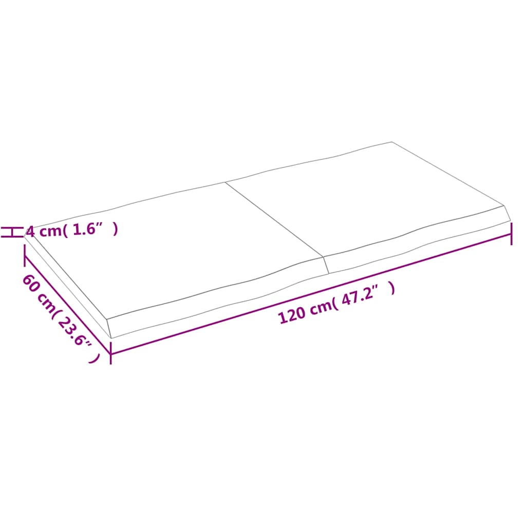 Tafelblad natuurlijke rand 120x60x(2-4)cm eikenhout lichtbruin is nu te koop bij PeponiXL, paradijselijk wonen!