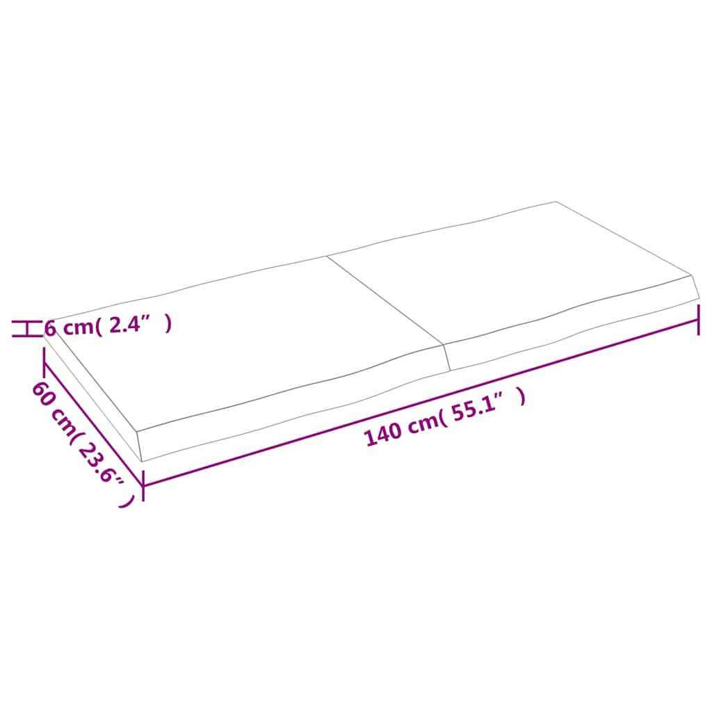 Tafelblad natuurlijke rand 140x60x(2-6) cm eikenhout lichtbruin is nu te koop bij PeponiXL, paradijselijk wonen!