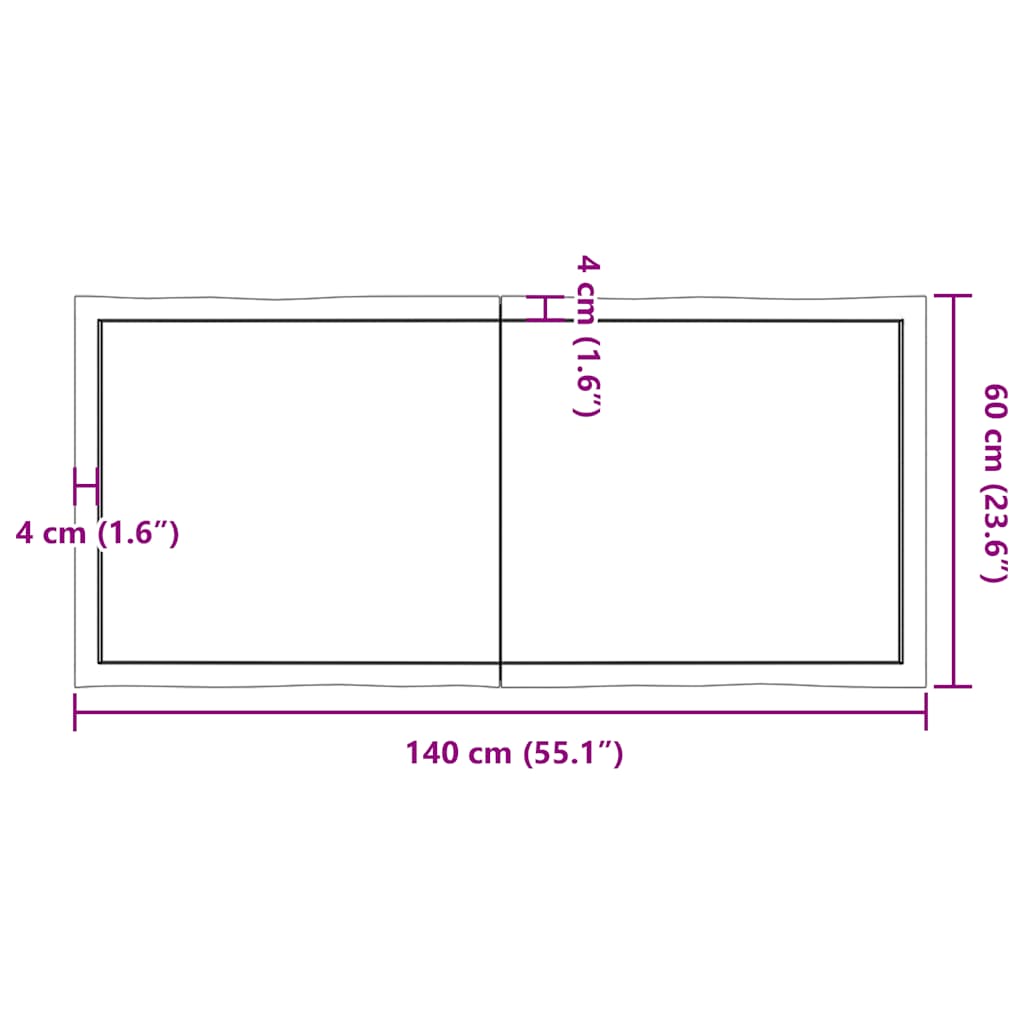 Tafelblad natuurlijke rand 140x60x(2-6) cm eikenhout lichtbruin is nu te koop bij PeponiXL, paradijselijk wonen!