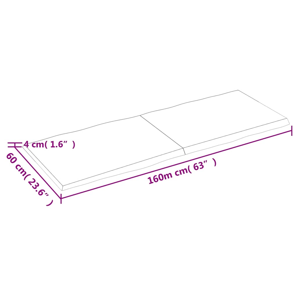 Tafelblad natuurlijke rand 160x60x(2-4) cm eikenhout lichtbruin is nu te koop bij PeponiXL, paradijselijk wonen!