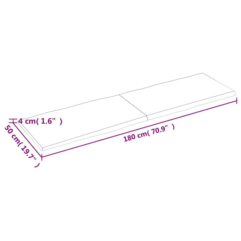 Tafelblad natuurlijke rand 180x50x(2-4) cm eikenhout lichtbruin is nu te koop bij PeponiXL, paradijselijk wonen!