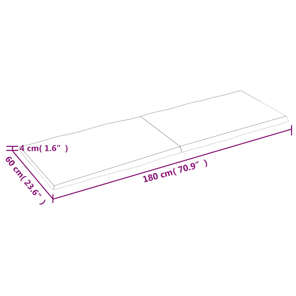 Tafelblad natuurlijke rand 180x60x(2-4) cm eikenhout lichtbruin is nu te koop bij PeponiXL, paradijselijk wonen!