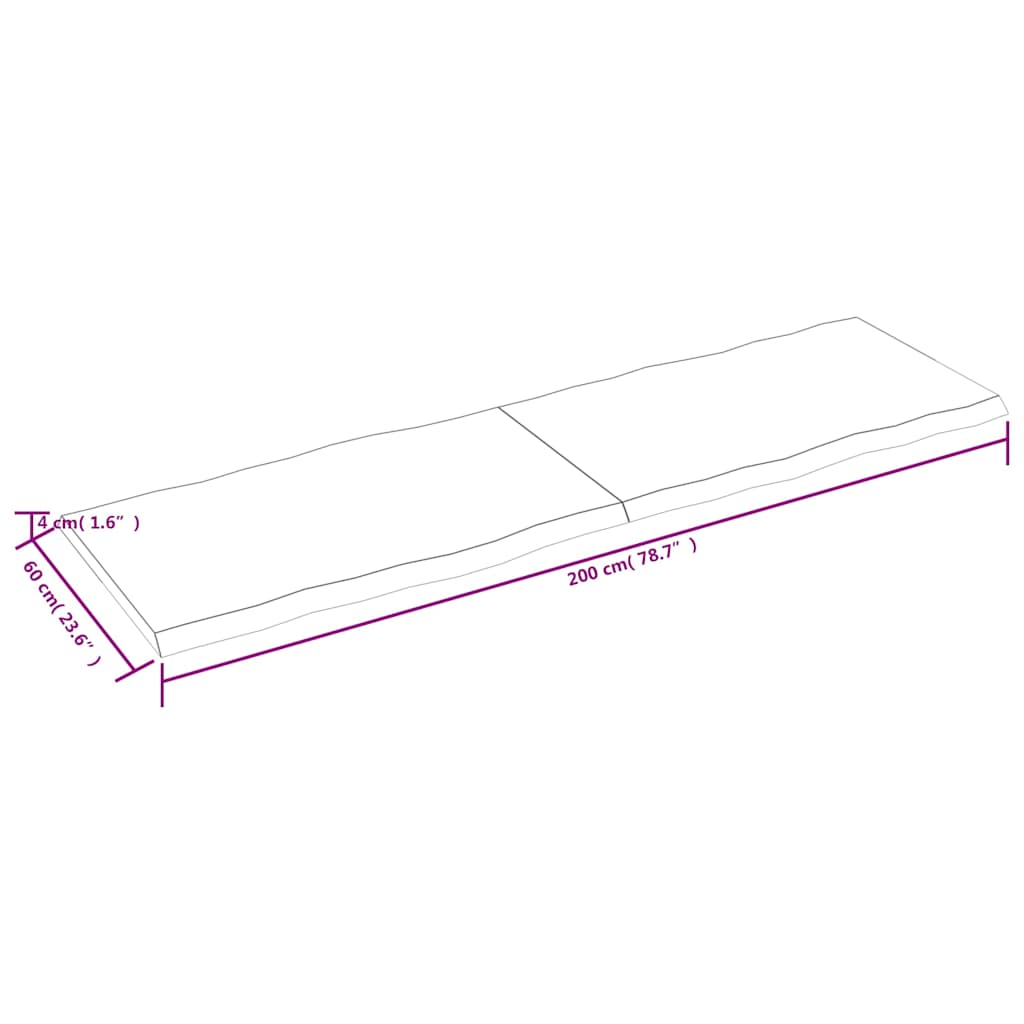 Tafelblad natuurlijke rand 200x60x(2-4) cm eikenhout lichtbruin is nu te koop bij PeponiXL, paradijselijk wonen!