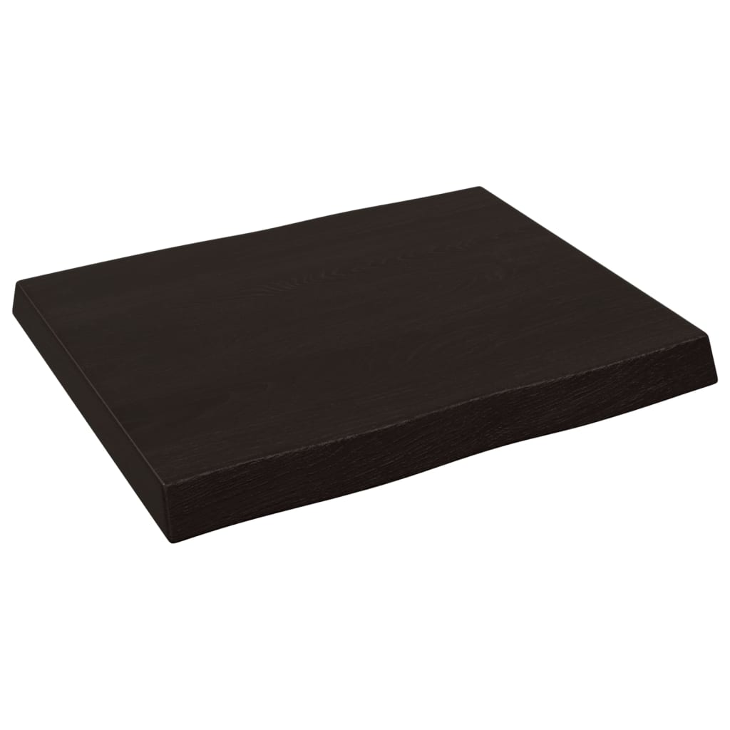Tafelblad natuurlijke rand 60x50x(2-6) cm eikenhout donkerbruin is nu te koop bij PeponiXL, paradijselijk wonen!