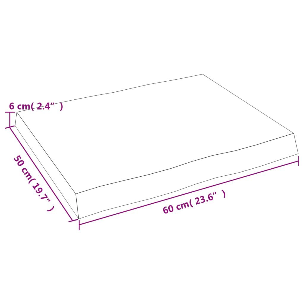 Tafelblad natuurlijke rand 60x50x(2-6) cm eikenhout donkerbruin is nu te koop bij PeponiXL, paradijselijk wonen!