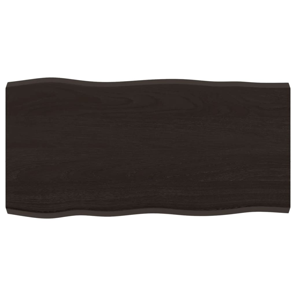 Tafelblad natuurlijke rand 80x40x(2-4) cm eikenhout donkerbruin is nu te koop bij PeponiXL, paradijselijk wonen!