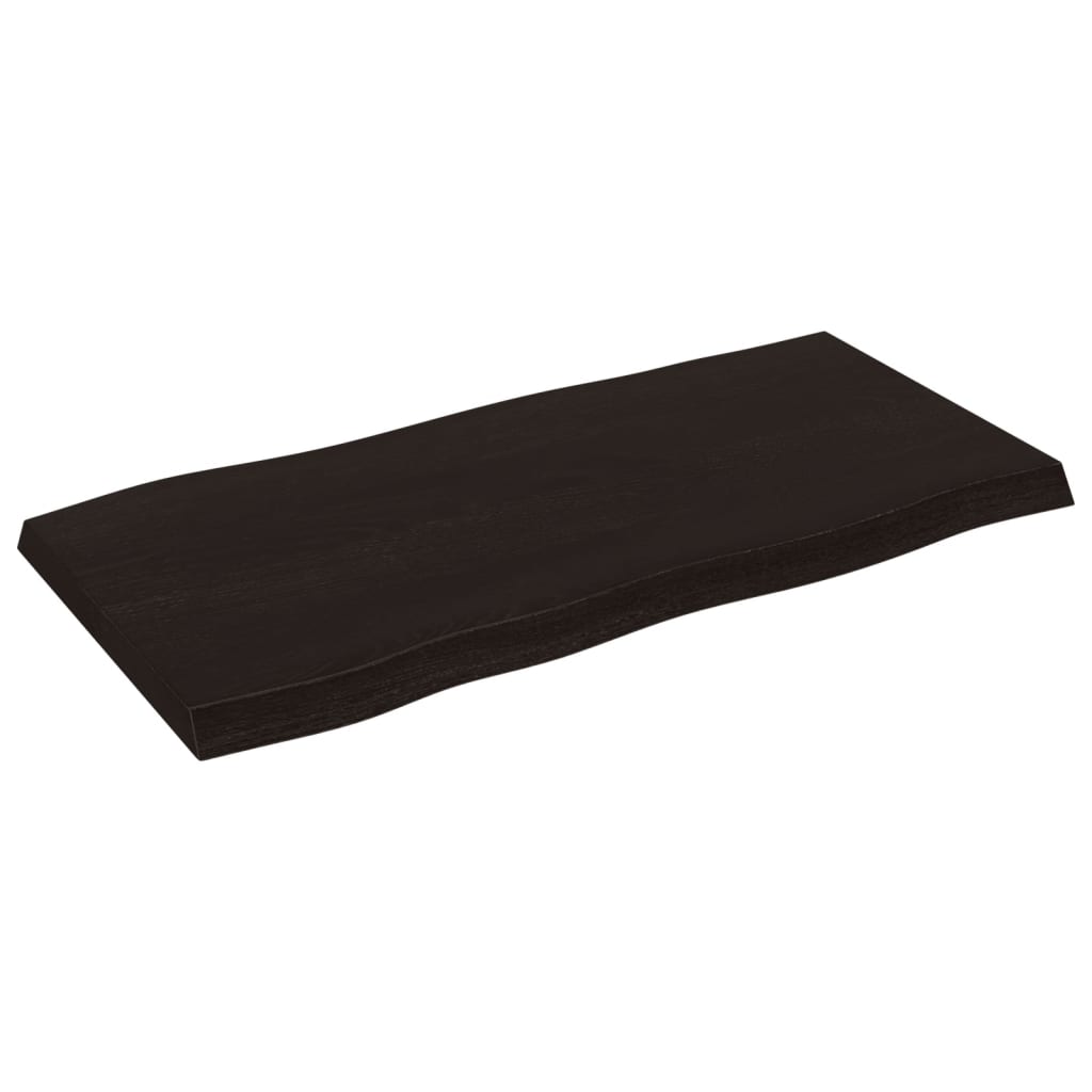 Tafelblad natuurlijke rand 80x40x(2-4) cm eikenhout donkerbruin is nu te koop bij PeponiXL, paradijselijk wonen!