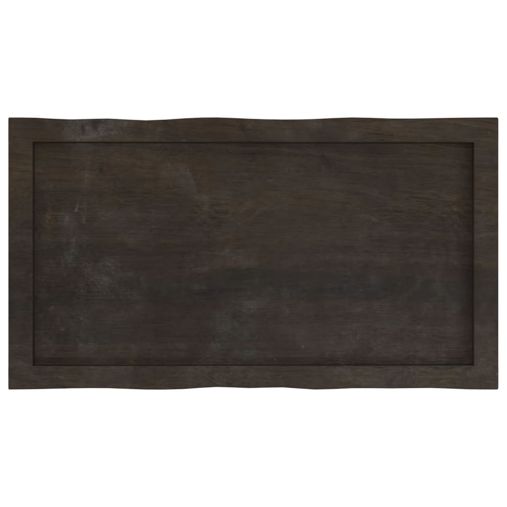 Tafelblad natuurlijke rand 80x40x(2-4) cm eikenhout donkerbruin is nu te koop bij PeponiXL, paradijselijk wonen!