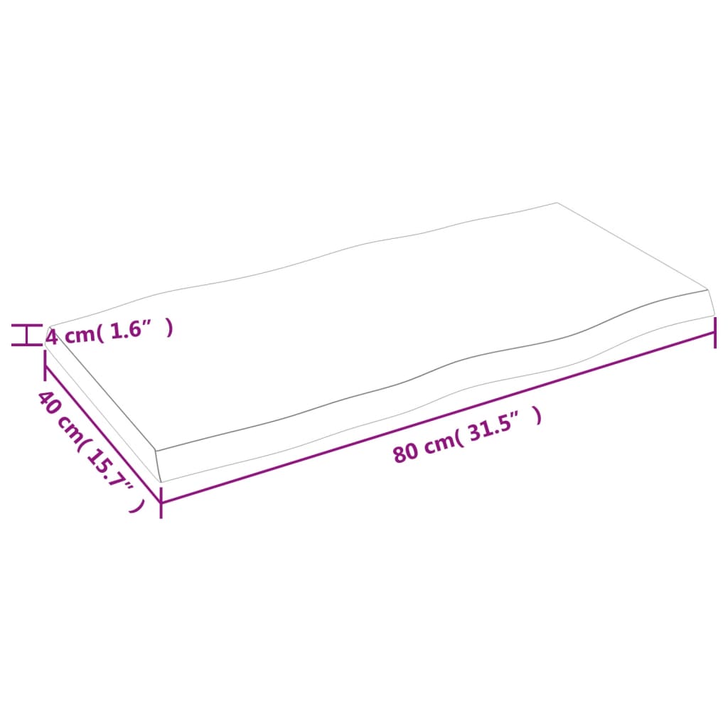 Tafelblad natuurlijke rand 80x40x(2-4) cm eikenhout donkerbruin is nu te koop bij PeponiXL, paradijselijk wonen!