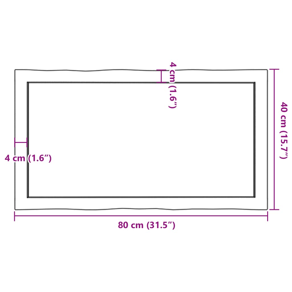 Tafelblad natuurlijke rand 80x40x(2-4) cm eikenhout donkerbruin is nu te koop bij PeponiXL, paradijselijk wonen!