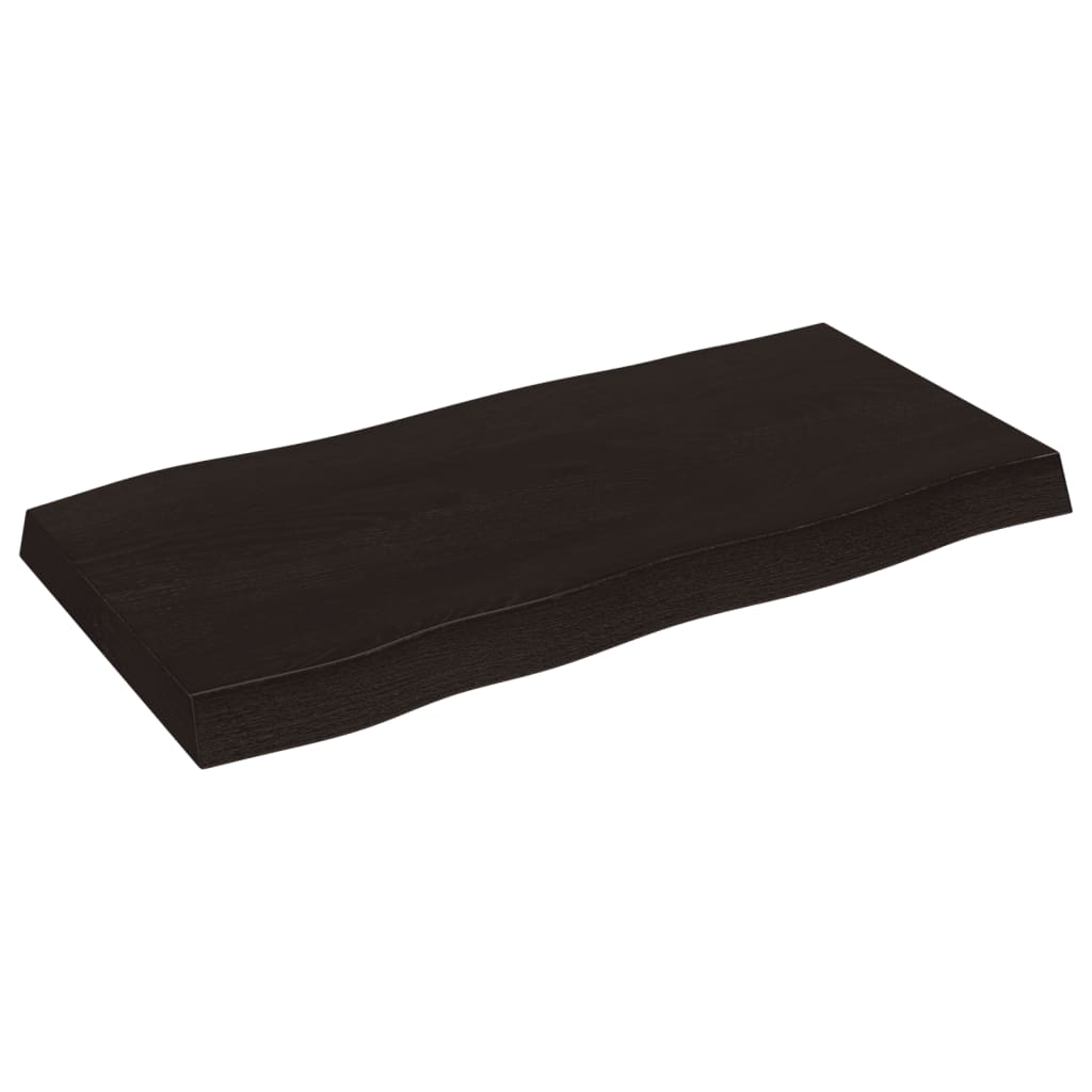 Tafelblad natuurlijke rand 80x40x(2-6) cm eikenhout donkerbruin is nu te koop bij PeponiXL, paradijselijk wonen!