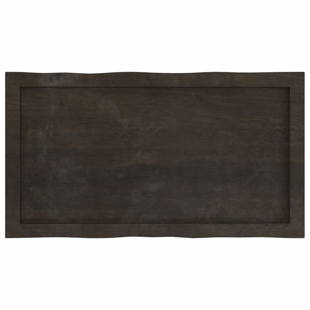 Tafelblad natuurlijke rand 80x40x(2-6) cm eikenhout donkerbruin is nu te koop bij PeponiXL, paradijselijk wonen!