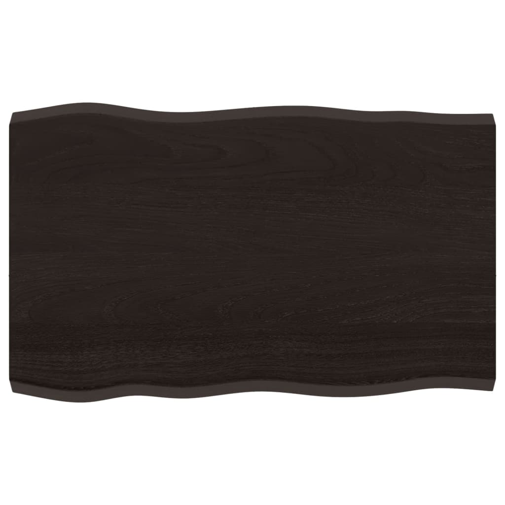 Tafelblad natuurlijke rand 80x50x(2-4) cm eikenhout donkerbruin is nu te koop bij PeponiXL, paradijselijk wonen!