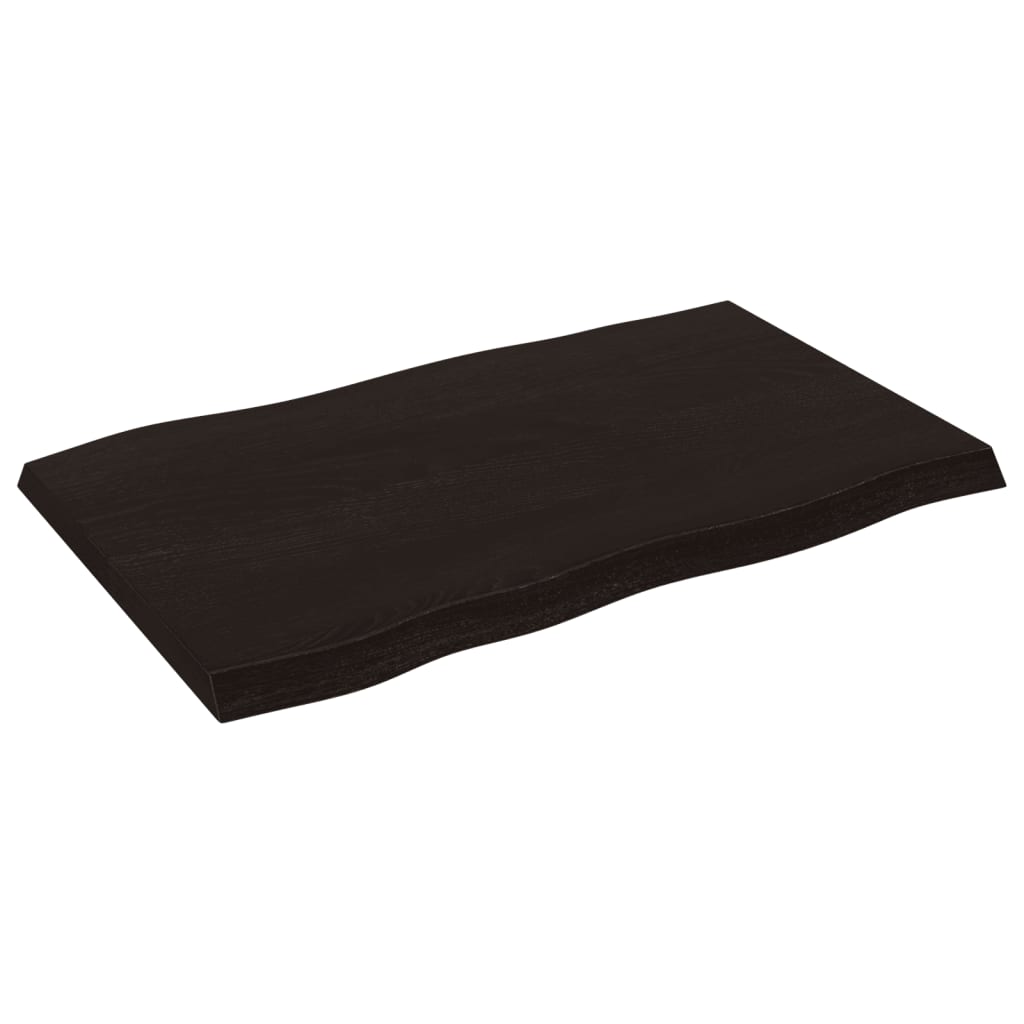 Tafelblad natuurlijke rand 80x50x(2-4) cm eikenhout donkerbruin is nu te koop bij PeponiXL, paradijselijk wonen!