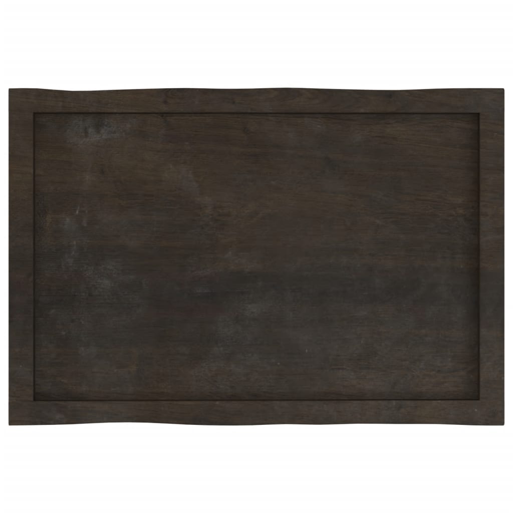 Tafelblad natuurlijke rand 80x50x(2-4) cm eikenhout donkerbruin is nu te koop bij PeponiXL, paradijselijk wonen!