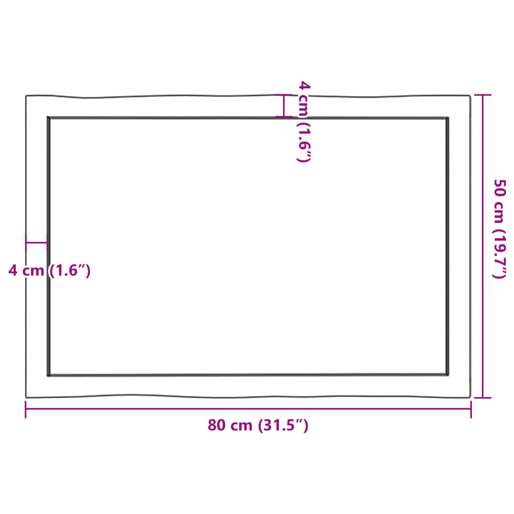 Tafelblad natuurlijke rand 80x50x(2-4) cm eikenhout donkerbruin is nu te koop bij PeponiXL, paradijselijk wonen!