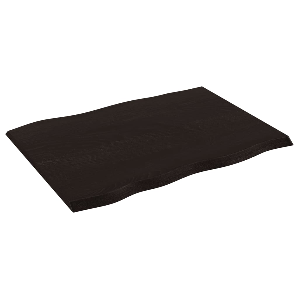 Tafelblad natuurlijke rand 80x60x2 cm eikenhout donkerbruin is nu te koop bij PeponiXL, paradijselijk wonen!