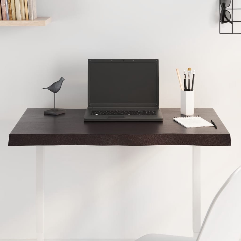 Tafelblad natuurlijke rand 80x60x(2-4) cm eikenhout donkerbruin is nu te koop bij PeponiXL, paradijselijk wonen!