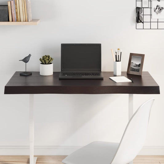 Tafelblad natuurlijke rand 100x40x(2-6)cm eikenhout donkerbruin is nu te koop bij PeponiXL, paradijselijk wonen!