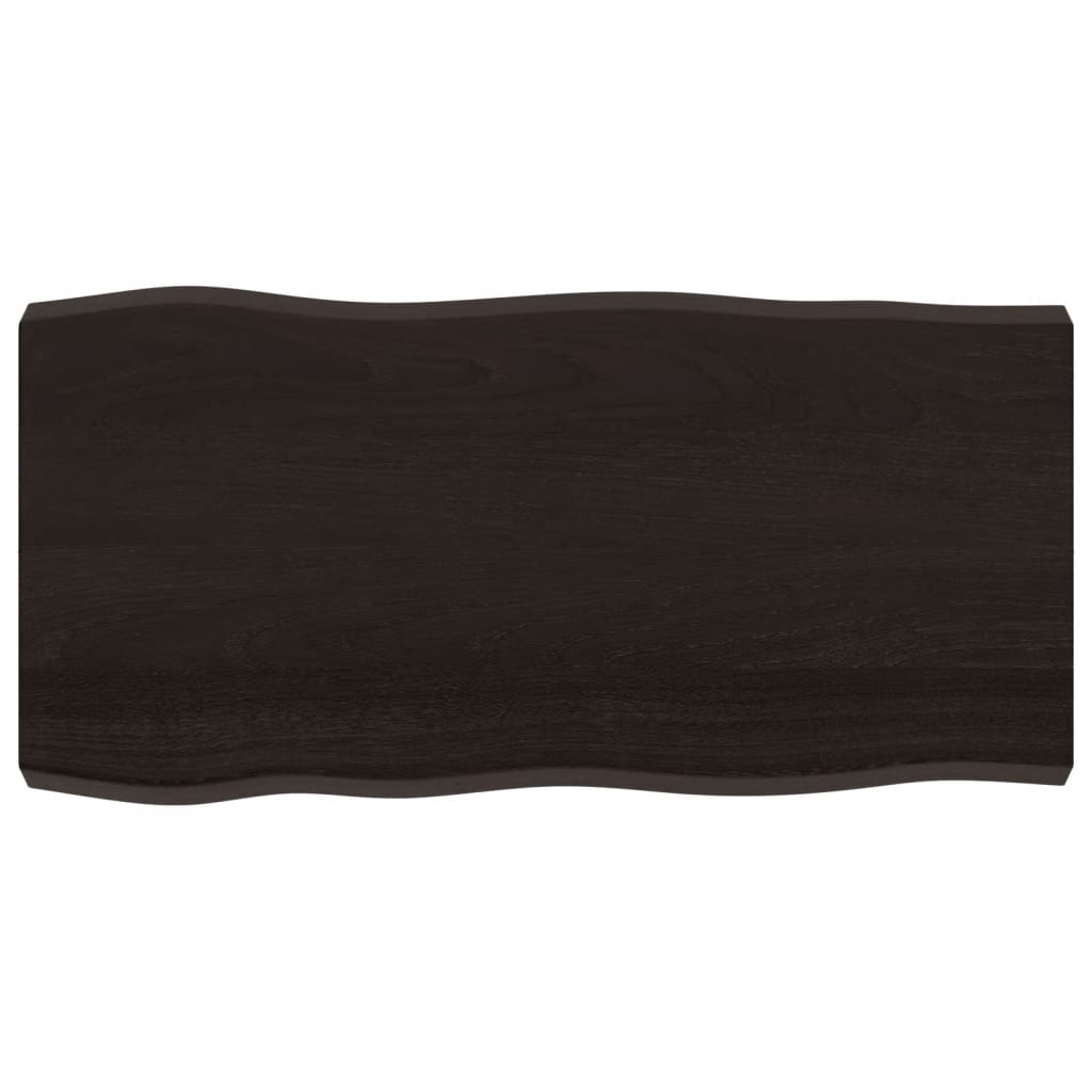 Tafelblad natuurlijke rand 100x50x(2-6)cm eikenhout donkerbruin is nu te koop bij PeponiXL, paradijselijk wonen!