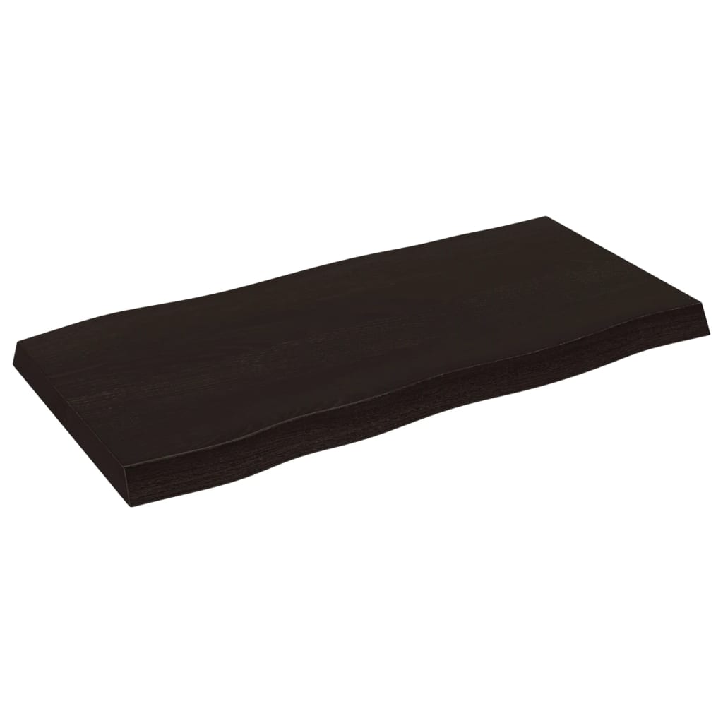 Tafelblad natuurlijke rand 100x50x(2-6)cm eikenhout donkerbruin is nu te koop bij PeponiXL, paradijselijk wonen!