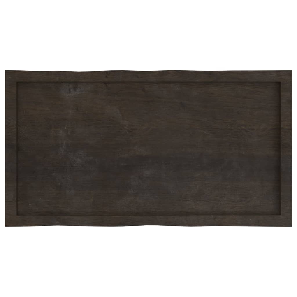 Tafelblad natuurlijke rand 100x50x(2-6)cm eikenhout donkerbruin is nu te koop bij PeponiXL, paradijselijk wonen!