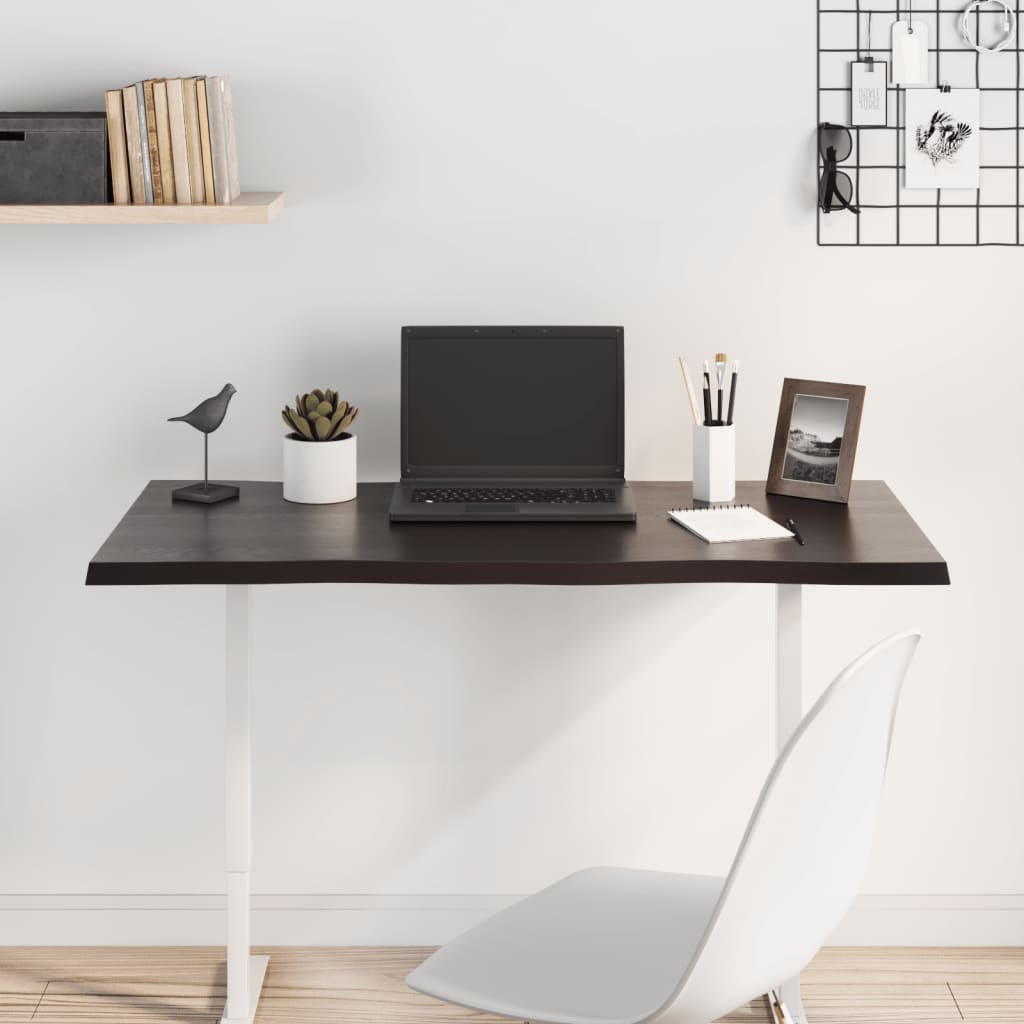 Tafelblad natuurlijke rand 100x60x2 cm eikenhout donkerbruin is nu te koop bij PeponiXL, paradijselijk wonen!