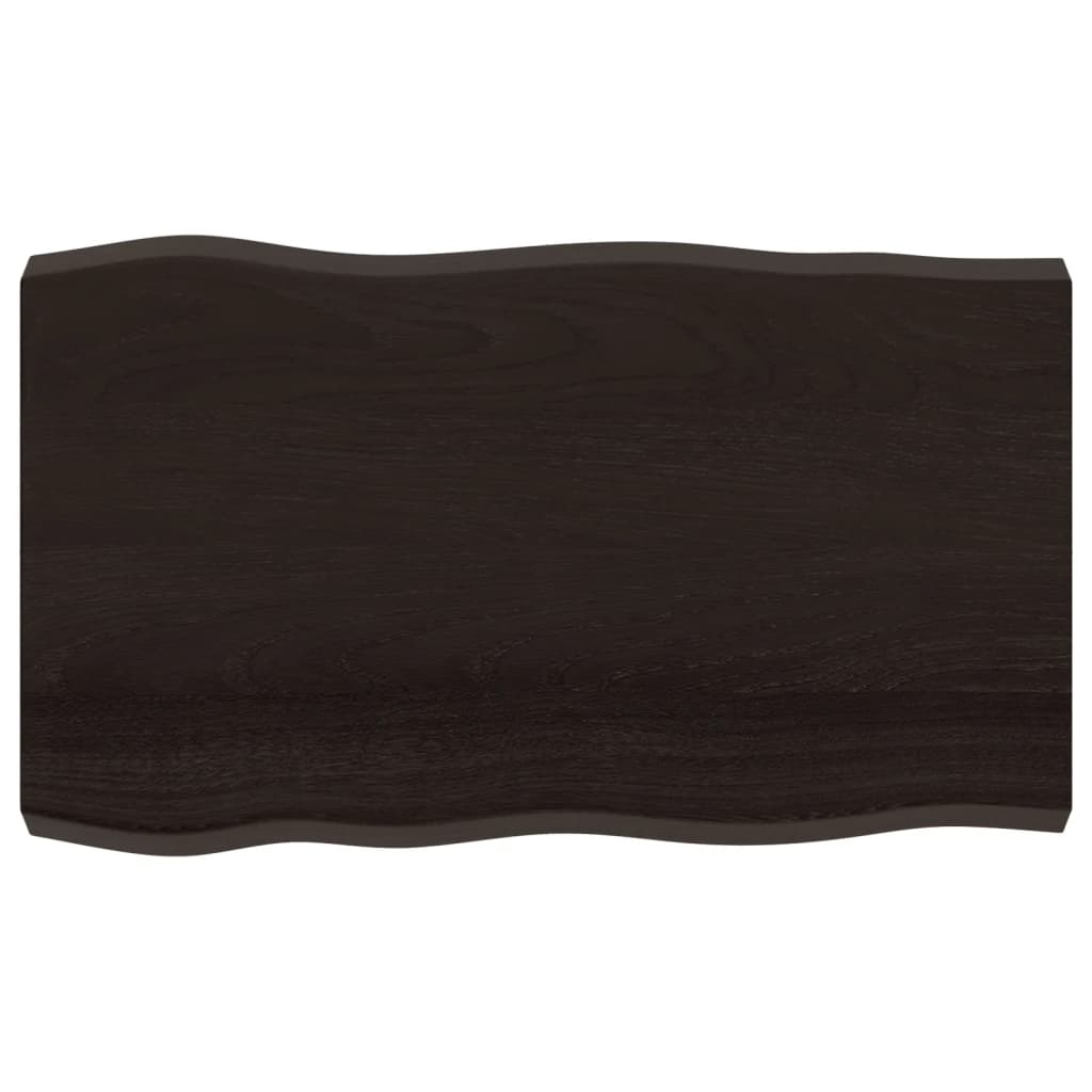 Tafelblad natuurlijke rand 100x60x(2-6)cm eikenhout donkerbruin is nu te koop bij PeponiXL, paradijselijk wonen!