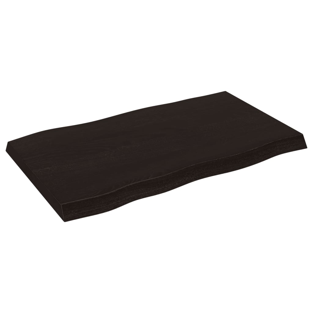 Tafelblad natuurlijke rand 100x60x(2-6)cm eikenhout donkerbruin is nu te koop bij PeponiXL, paradijselijk wonen!