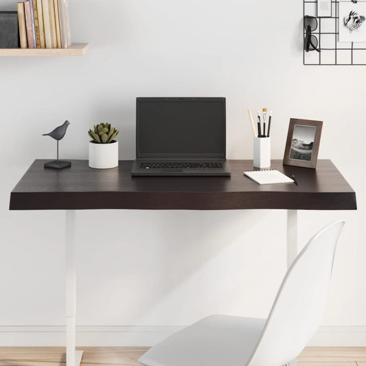 Tafelblad natuurlijke rand 100x60x(2-6)cm eikenhout donkerbruin is nu te koop bij PeponiXL, paradijselijk wonen!