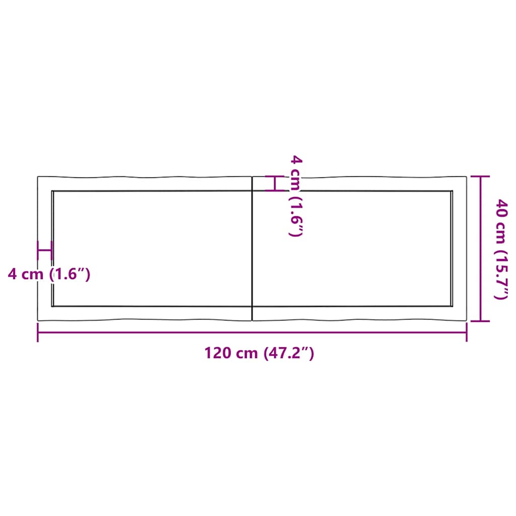 Tafelblad natuurlijke rand 120x40x(2-6)cm eikenhout donkerbruin is nu te koop bij PeponiXL, paradijselijk wonen!