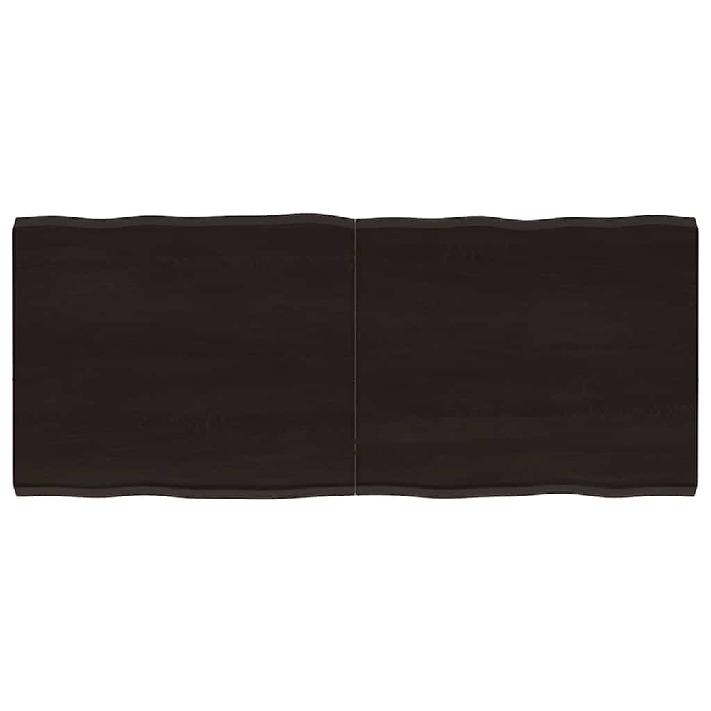 Tafelblad natuurlijke rand 120x50x(2-4)cm eikenhout donkerbruin is nu te koop bij PeponiXL, paradijselijk wonen!