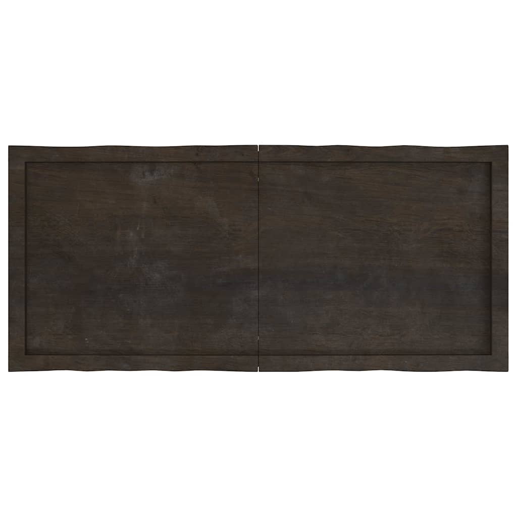 Tafelblad natuurlijke rand 120x50x(2-6)cm eikenhout donkerbruin is nu te koop bij PeponiXL, paradijselijk wonen!