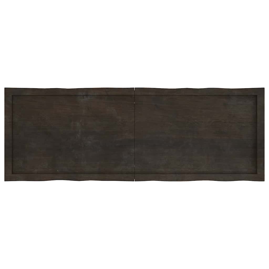Tafelblad natuurlijke rand 140x50x(2-4)cm eikenhout donkerbruin is nu te koop bij PeponiXL, paradijselijk wonen!