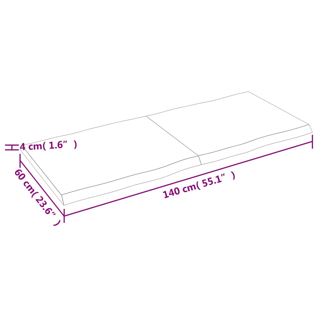 Tafelblad natuurlijke rand 140x60x(2-4)cm eikenhout donkerbruin is nu te koop bij PeponiXL, paradijselijk wonen!