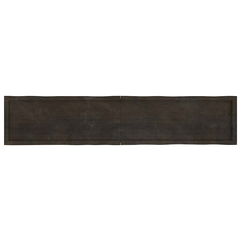 Tafelblad natuurlijke rand 200x40x(2-4)cm eikenhout donkerbruin is nu te koop bij PeponiXL, paradijselijk wonen!