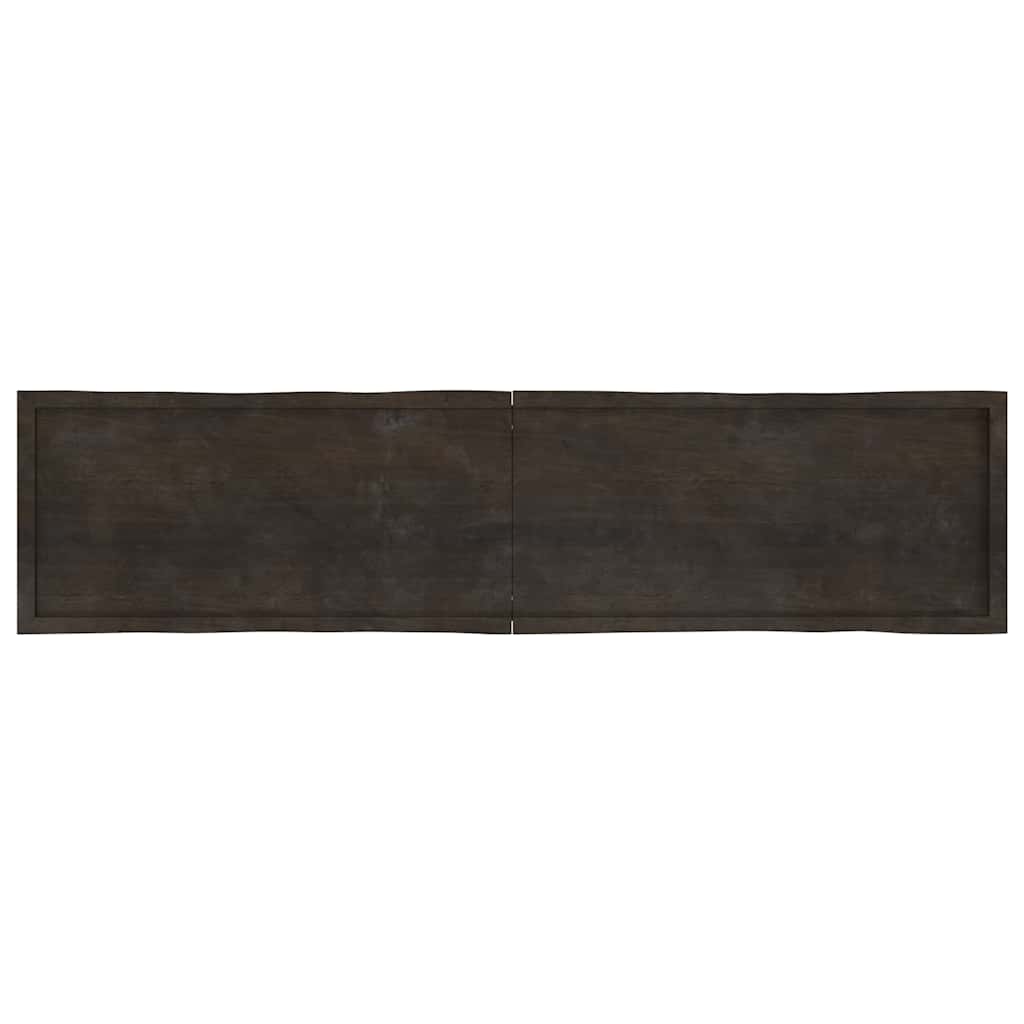 Tafelblad natuurlijke rand 220x50x(2-4)cm eikenhout donkerbruin is nu te koop bij PeponiXL, paradijselijk wonen!
