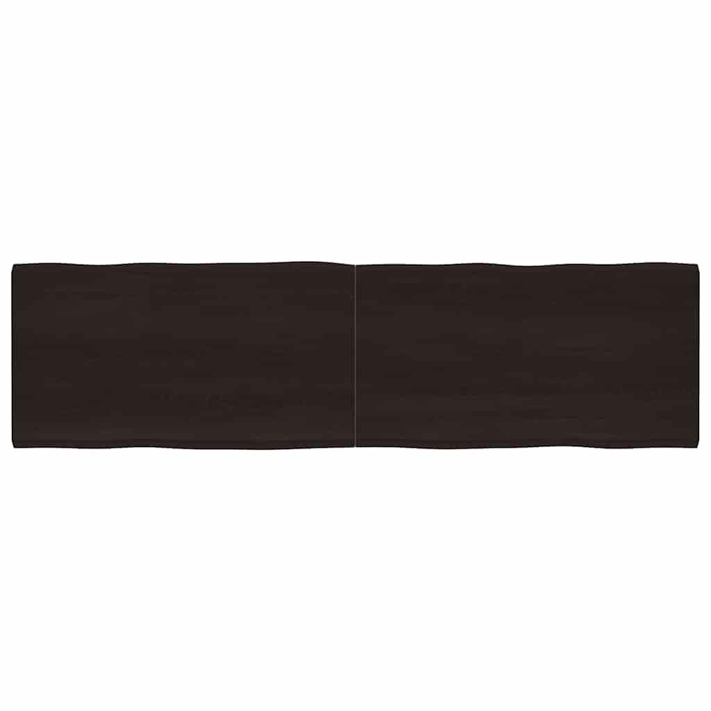 Tafelblad natuurlijke rand 220x60x(2-4)cm eikenhout donkerbruin is nu te koop bij PeponiXL, paradijselijk wonen!