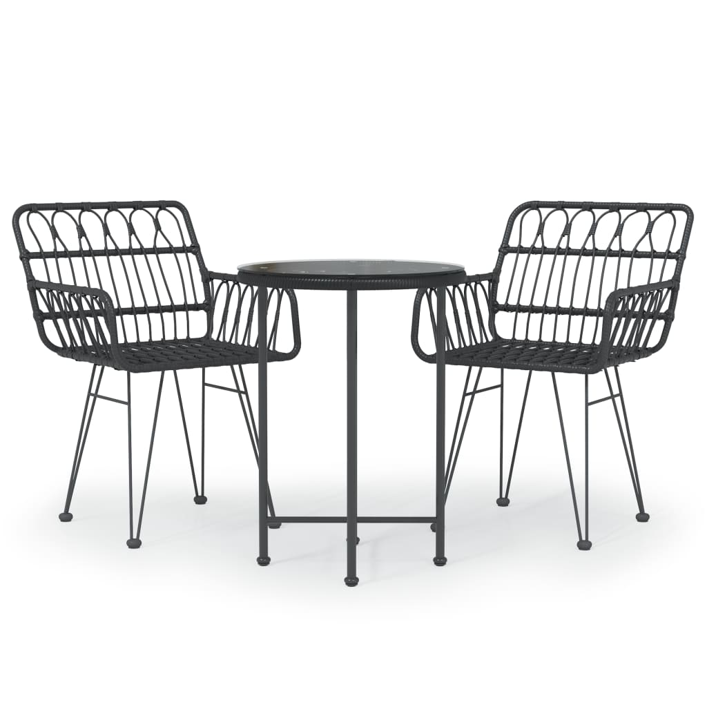 3-delige Tuinset poly rattan zwart is nu te koop bij PeponiXL, paradijselijk wonen!