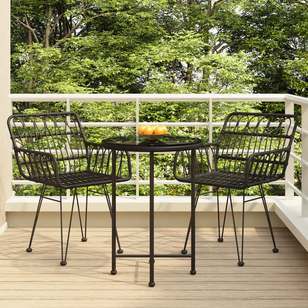 3-delige Tuinset poly rattan zwart is nu te koop bij PeponiXL, paradijselijk wonen!