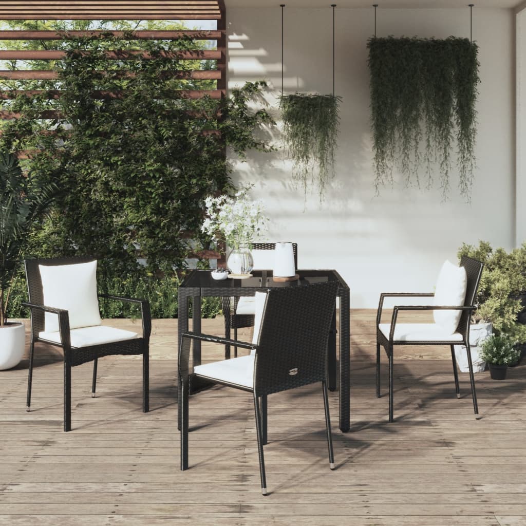 5-delige Tuinset met kussens poly rattan zwart is nu te koop bij PeponiXL, paradijselijk wonen!