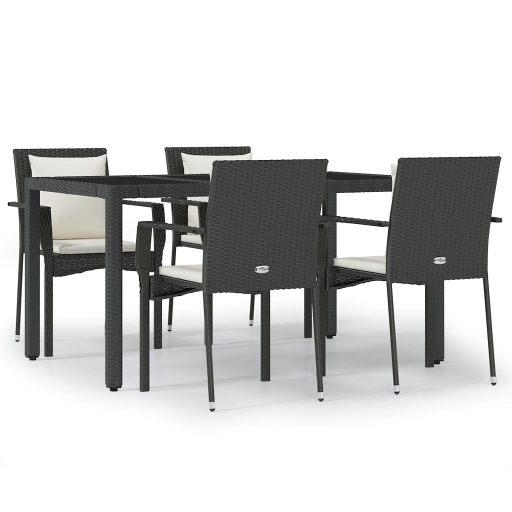 5-delige Tuinset met kussens poly rattan zwart is nu te koop bij PeponiXL, paradijselijk wonen!