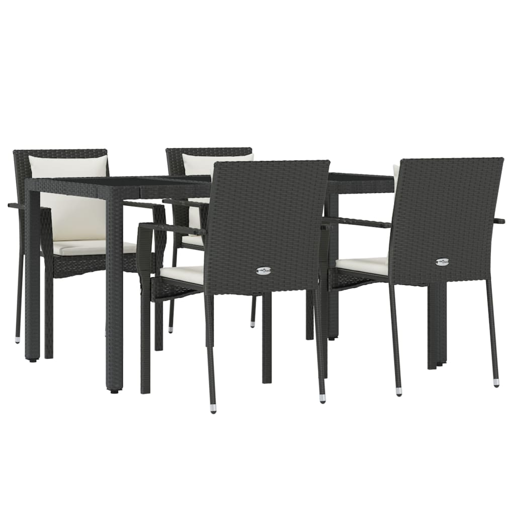 5-delige Tuinset met kussens poly rattan zwart is nu te koop bij PeponiXL, paradijselijk wonen!
