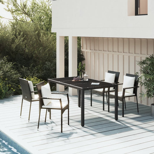 5-delige Tuinset met kussens poly rattan zwart is nu te koop bij PeponiXL, paradijselijk wonen!